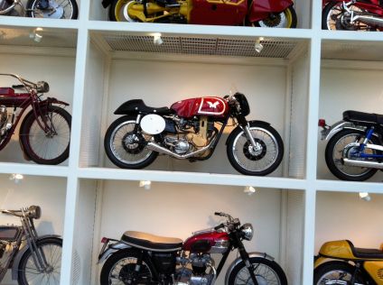 vintage and modern motorcycles and racecars